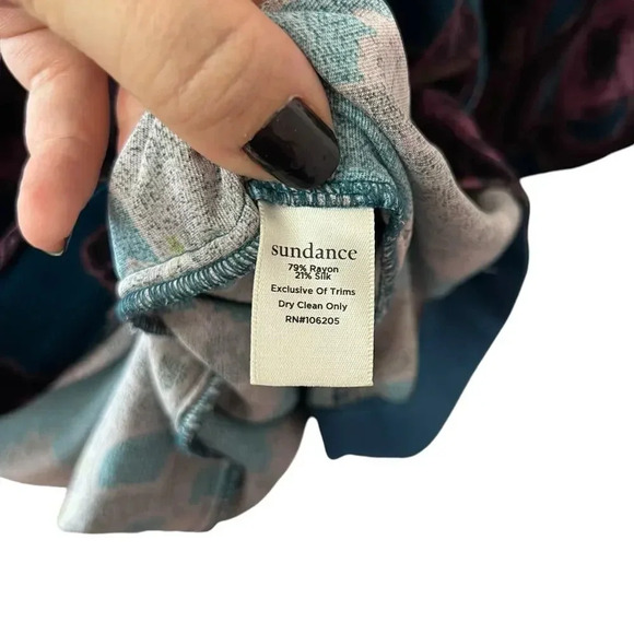 Sundance Nomi Teal Floral Velvet Mini Dress Small - Picture 8 of 8